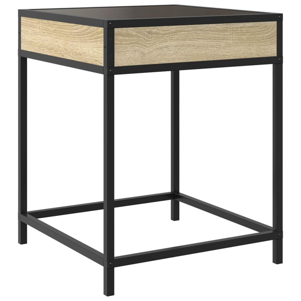 vidaXL Bedside Table with Infinity LED Sonoma Oak 40x40x51 cm - Brown