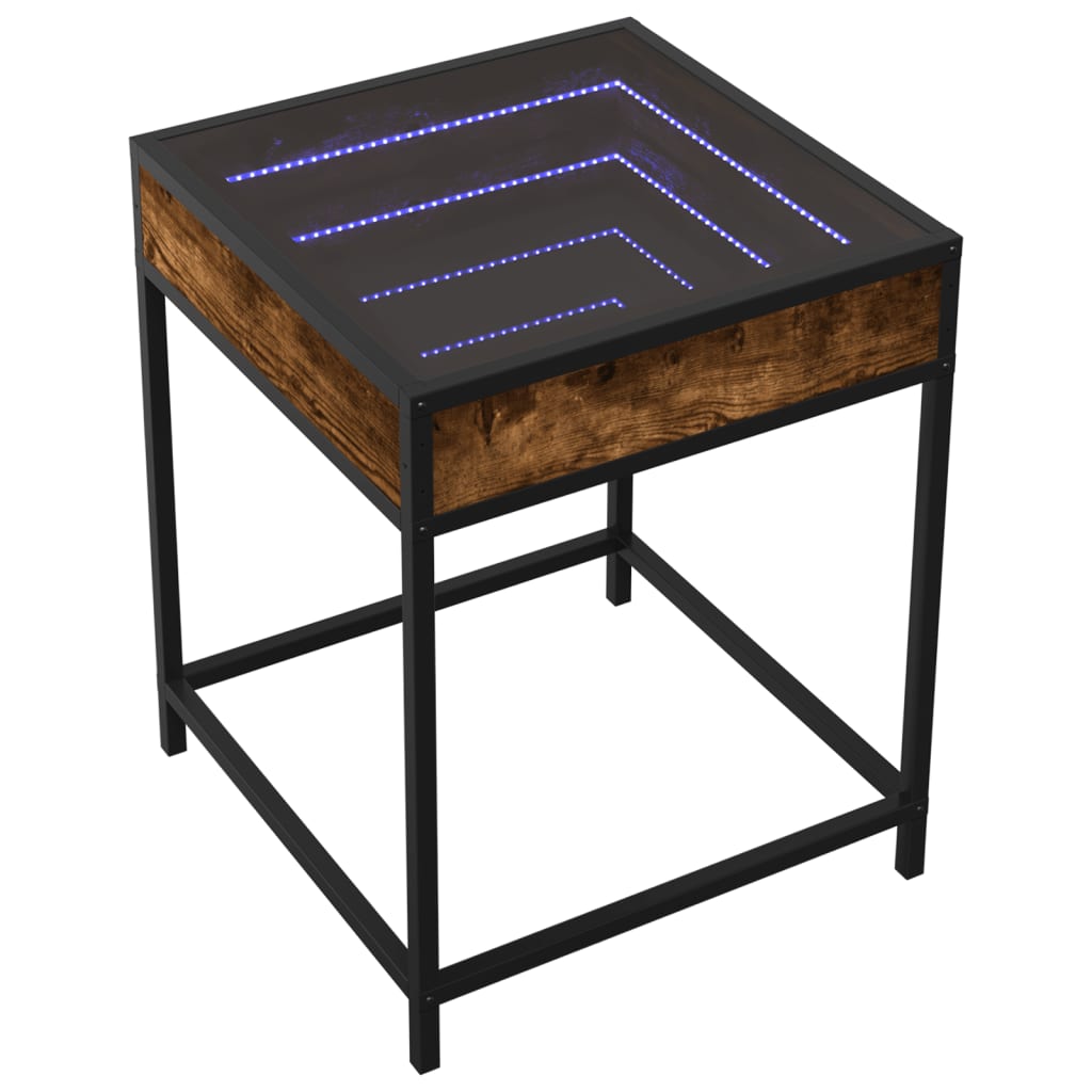 vidaXL Bedside Table with Infinity LED Smoked Oak 40x40x51 cm - Brown