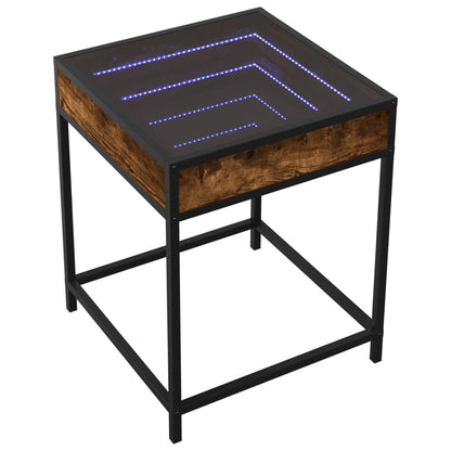 vidaXL Bedside Table with Infinity LED Smoked Oak 40x40x51 cm - Brown