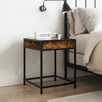 vidaXL Bedside Table with Infinity LED Smoked Oak 40x40x51 cm - Brown