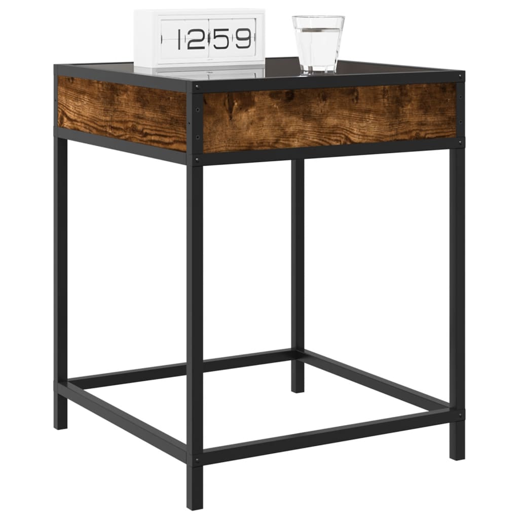 vidaXL Bedside Table with Infinity LED Smoked Oak 40x40x51 cm - Brown
