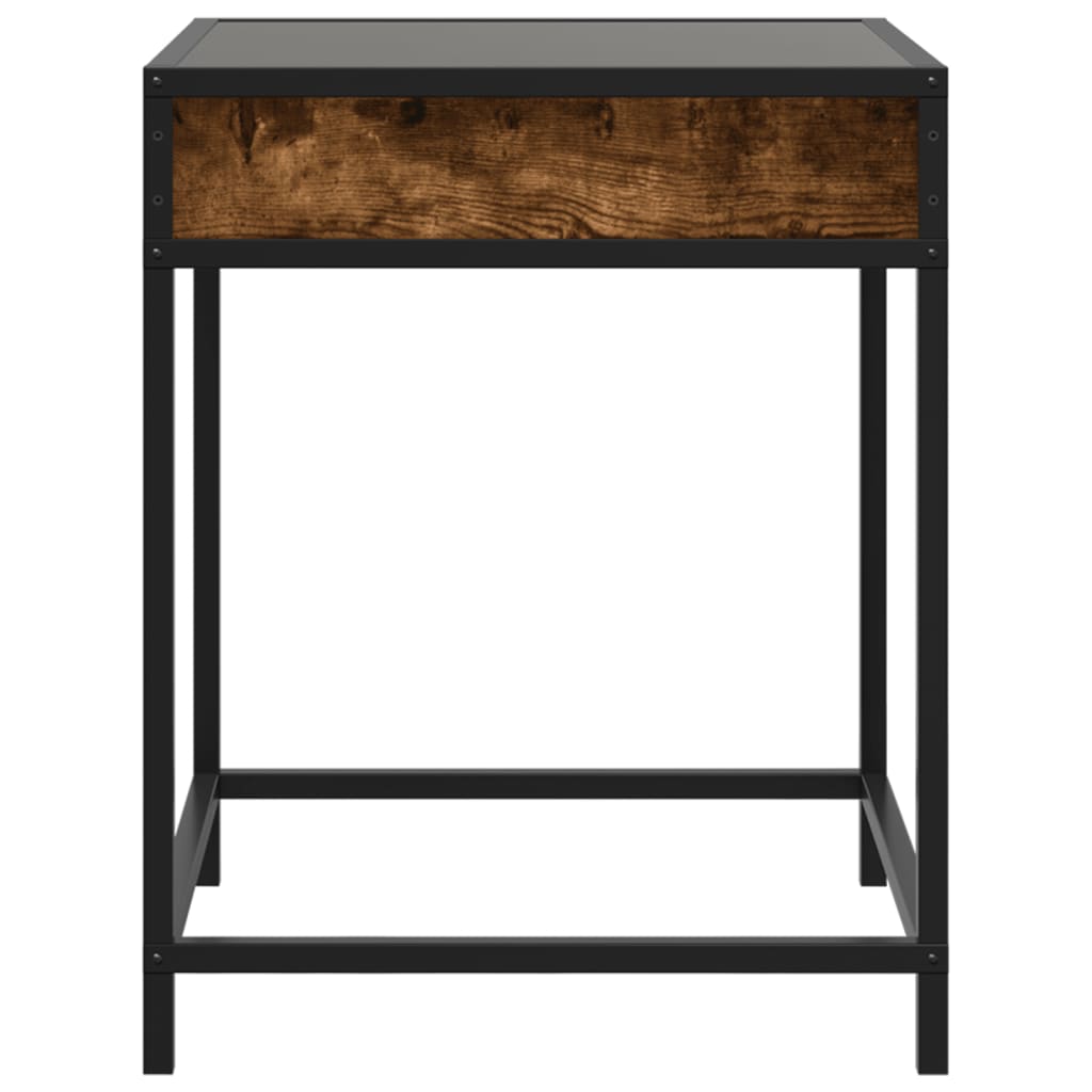 vidaXL Bedside Table with Infinity LED Smoked Oak 40x40x51 cm - Brown