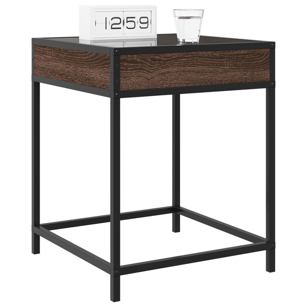 vidaXL Bedside Table with Infinity LED Brown Oak 40x40x51 cm
