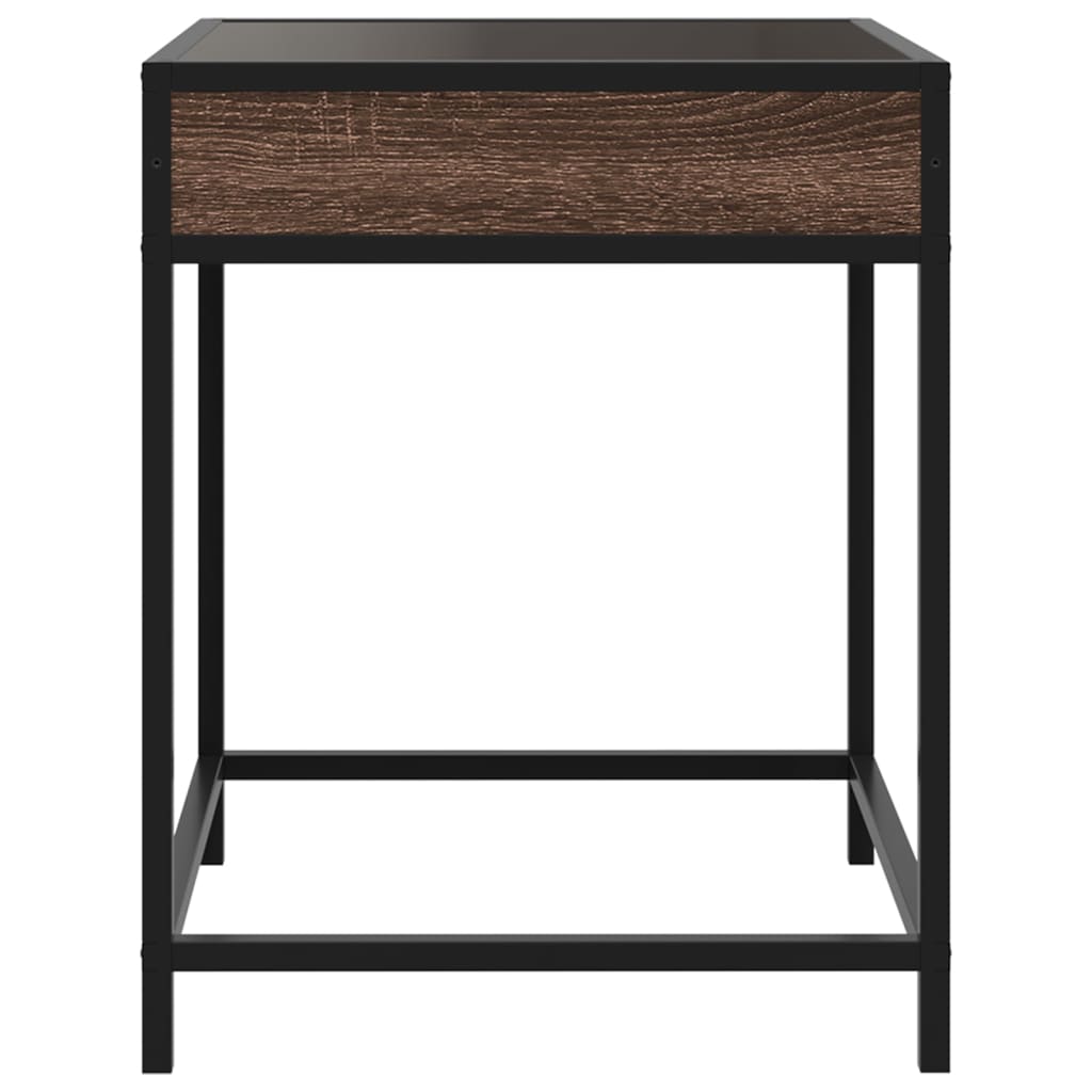 vidaXL Bedside Table with Infinity LED Brown Oak 40x40x51 cm