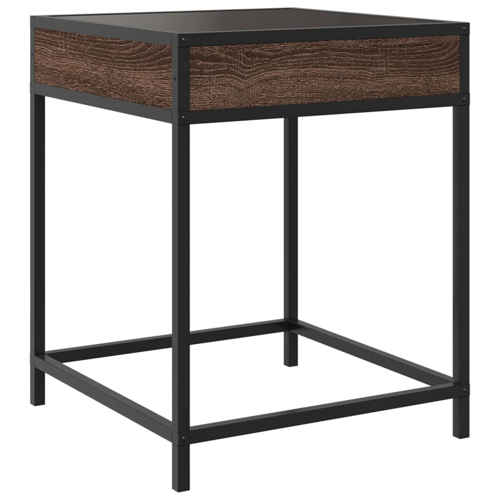 vidaXL Bedside Table with Infinity LED Brown Oak 40x40x51 cm