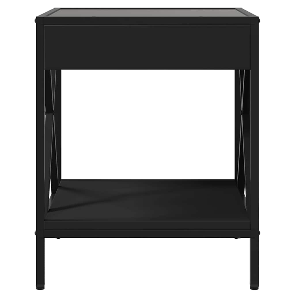 vidaXL Bedside Table with Infinity LED Black 40x40x49 cm