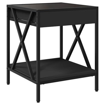 vidaXL Bedside Table with Infinity LED Black 40x40x49 cm