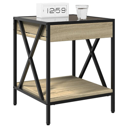 vidaXL Bedside Table with Infinity LED Sonoma Oak 40x40x49 cm - Brown