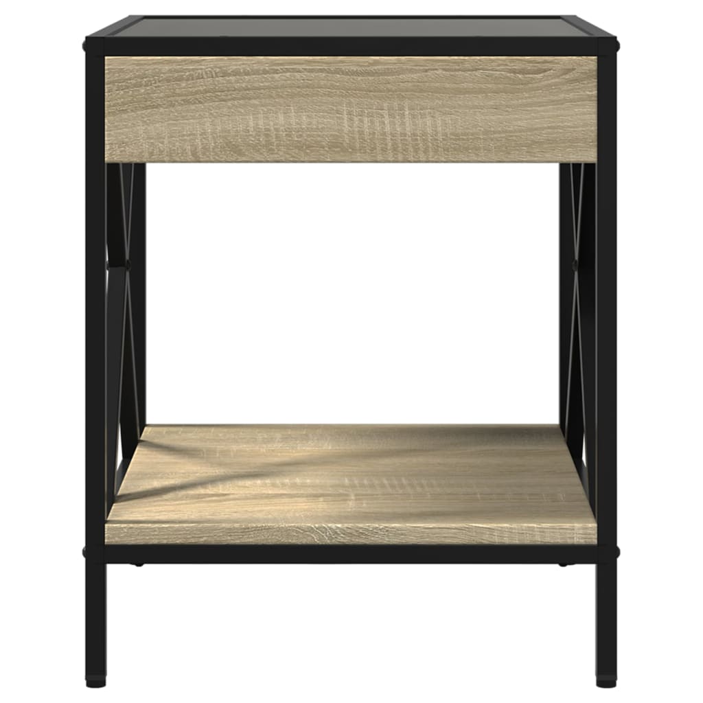 vidaXL Bedside Table with Infinity LED Sonoma Oak 40x40x49 cm - Brown