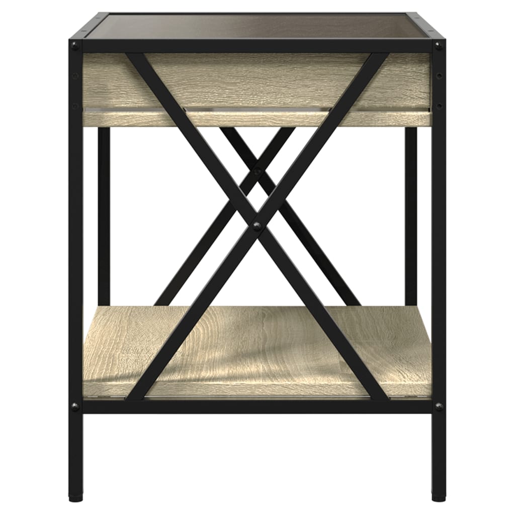 vidaXL Bedside Table with Infinity LED Sonoma Oak 40x40x49 cm - Brown