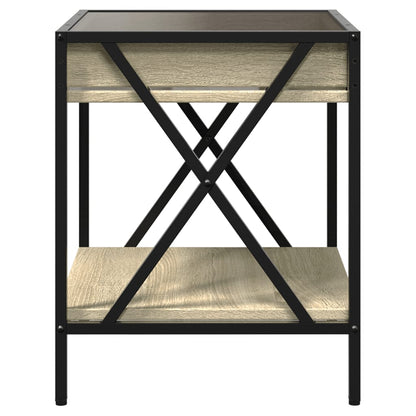 vidaXL Bedside Table with Infinity LED Sonoma Oak 40x40x49 cm - Brown