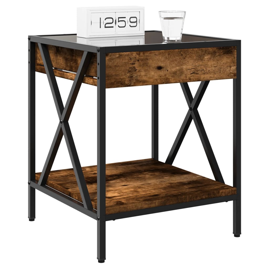 vidaXL Bedside Table with Infinity LED Smoked Oak 40x40x49 cm - Brown