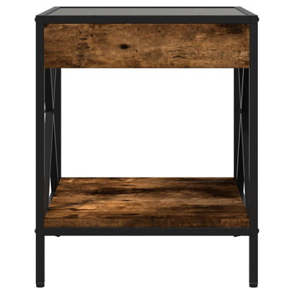 vidaXL Bedside Table with Infinity LED Smoked Oak 40x40x49 cm - Brown