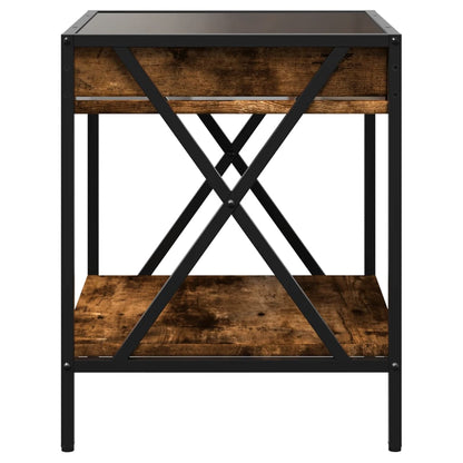vidaXL Bedside Table with Infinity LED Smoked Oak 40x40x49 cm - Brown