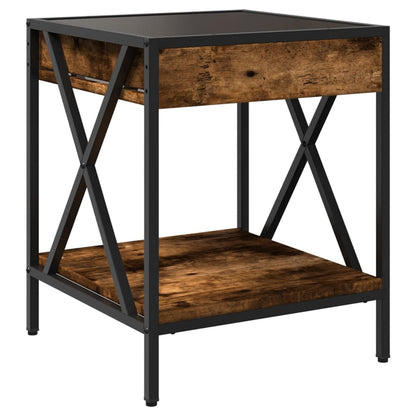 vidaXL Bedside Table with Infinity LED Smoked Oak 40x40x49 cm - Brown
