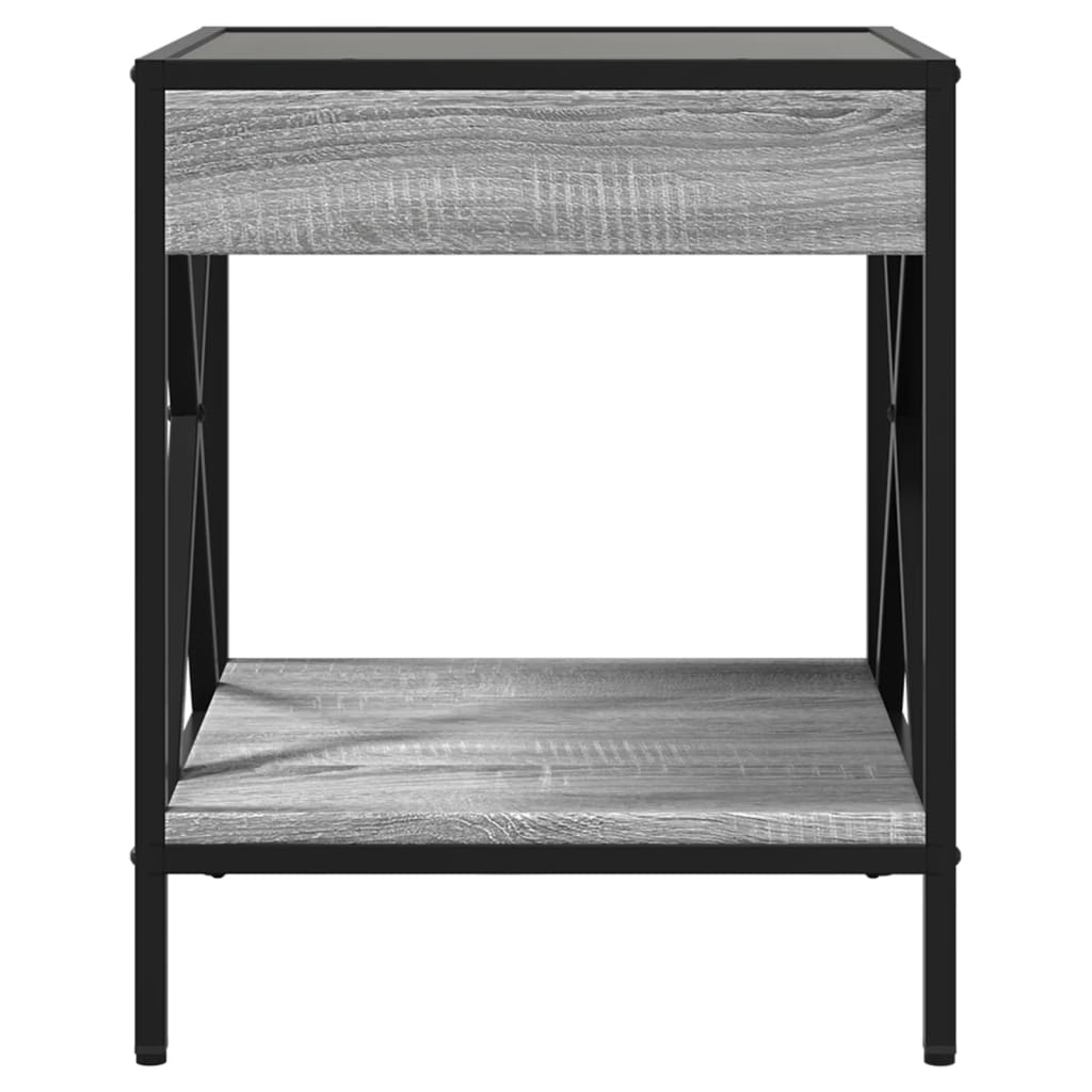vidaXL Bedside Table with Infinity LED Grey Sonoma 40x40x49 cm