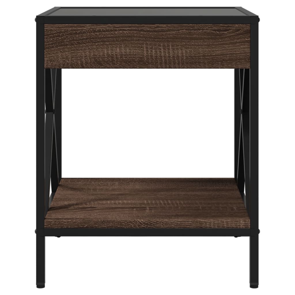 vidaXL Bedside Table with Infinity LED Brown Oak 40x40x49 cm