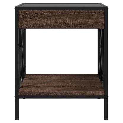 vidaXL Bedside Table with Infinity LED Brown Oak 40x40x49 cm