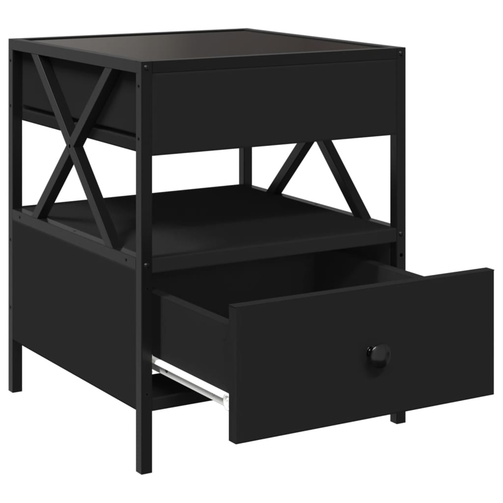 vidaXL Bedside Table with Infinity LED Black 40x40x51 cm