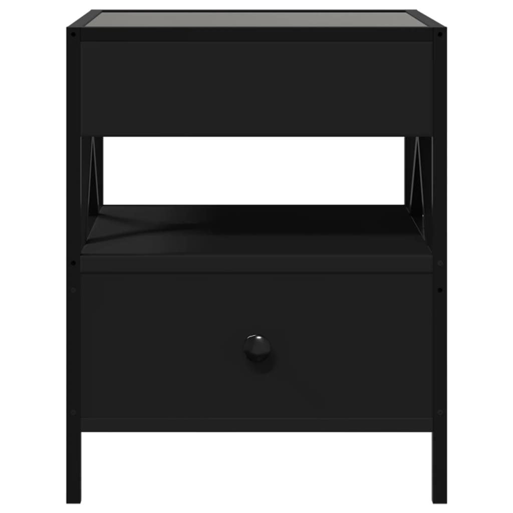 vidaXL Bedside Table with Infinity LED Black 40x40x51 cm