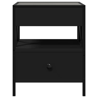 vidaXL Bedside Table with Infinity LED Black 40x40x51 cm