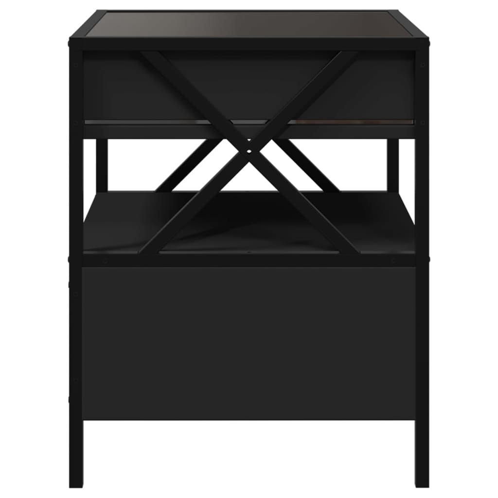vidaXL Bedside Table with Infinity LED Black 40x40x51 cm