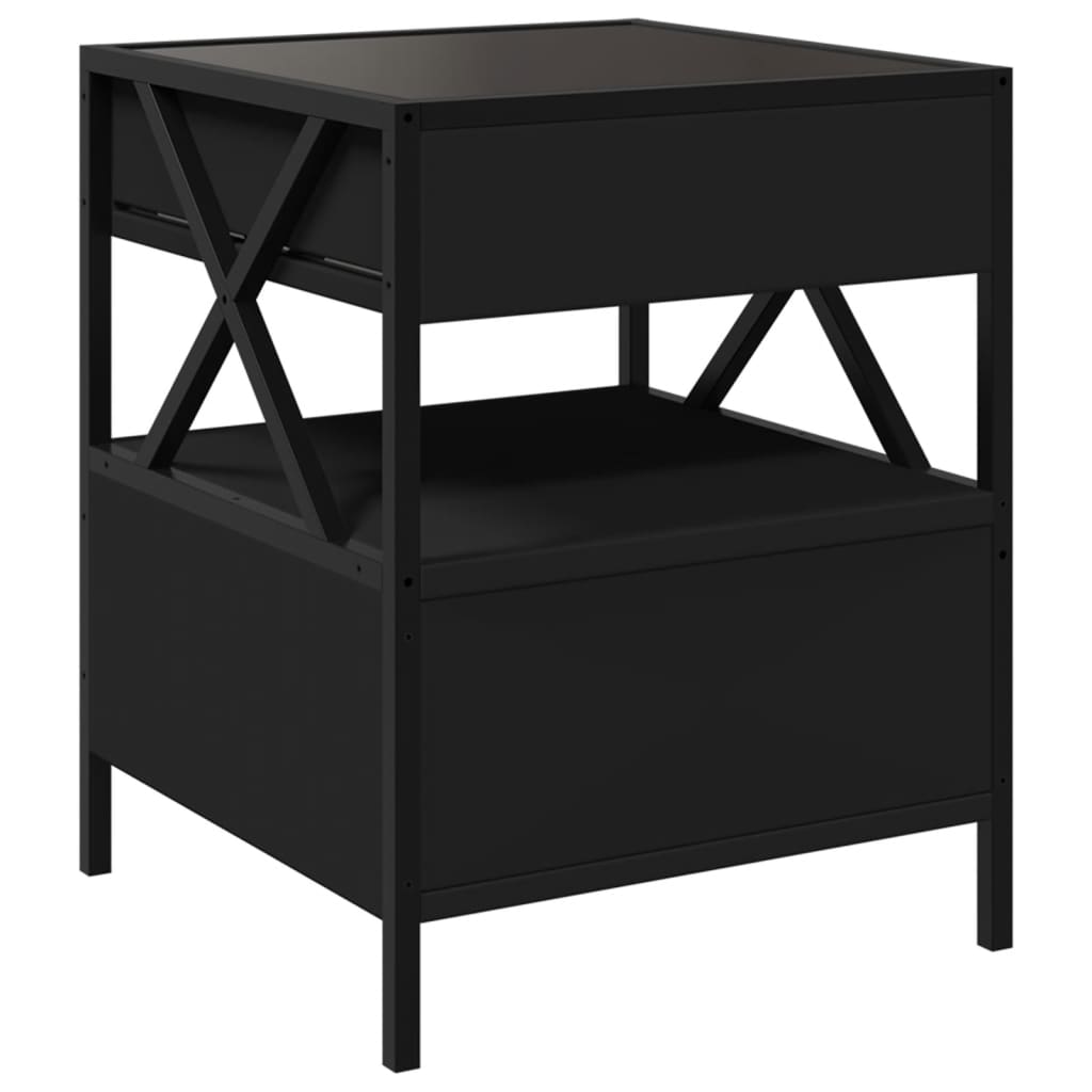 vidaXL Bedside Table with Infinity LED Black 40x40x51 cm