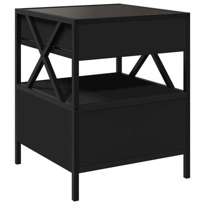 vidaXL Bedside Table with Infinity LED Black 40x40x51 cm