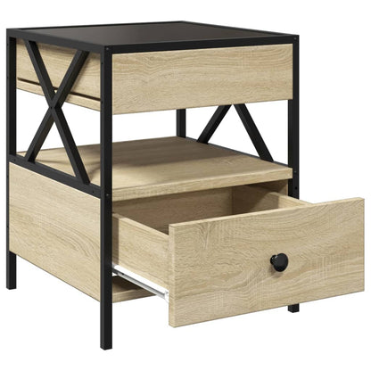 vidaXL Bedside Table with Infinity LED Sonoma Oak 40x40x51 cm - Brown - 61135