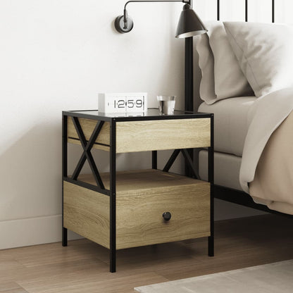 vidaXL Bedside Table with Infinity LED Sonoma Oak 40x40x51 cm - Brown - 61135