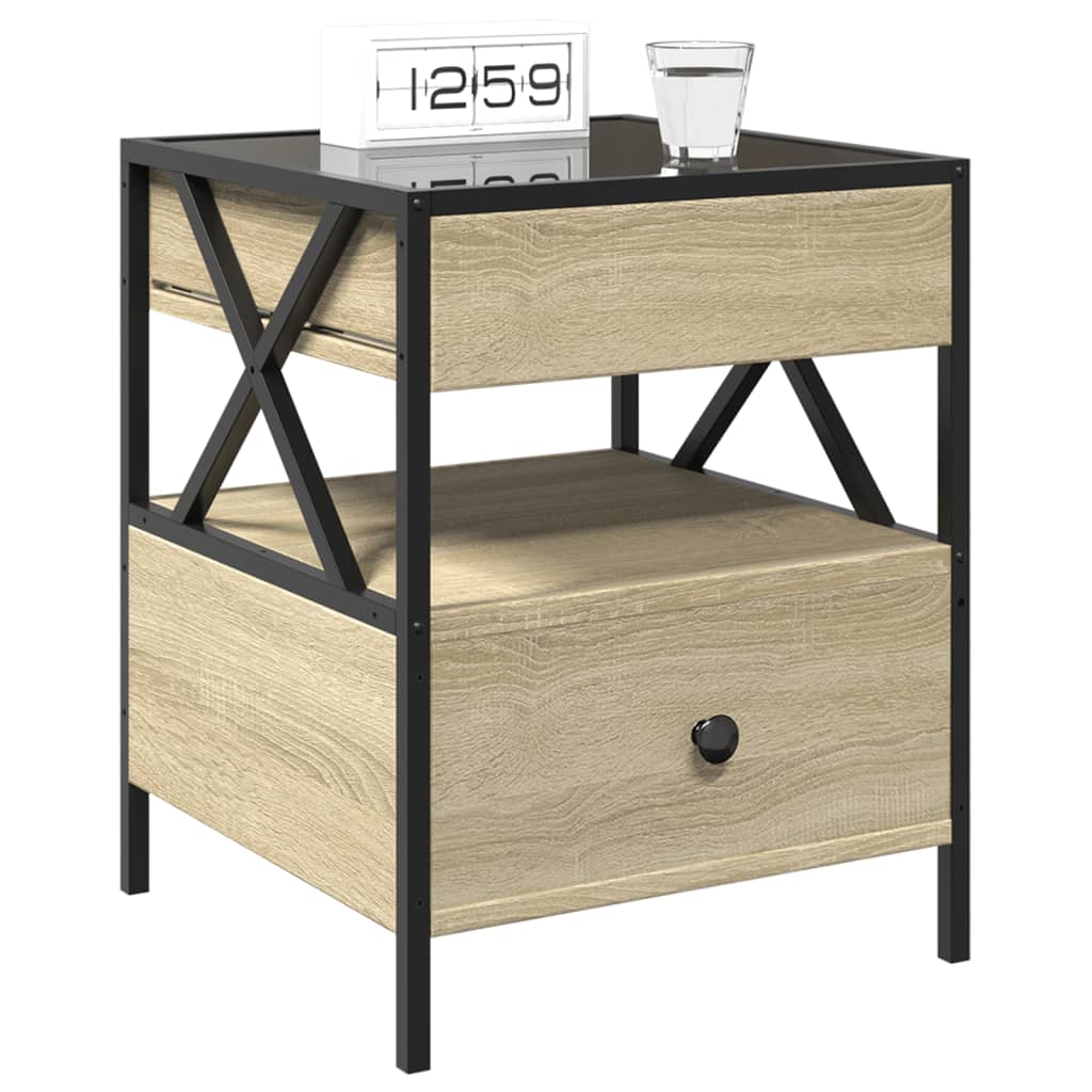 vidaXL Bedside Table with Infinity LED Sonoma Oak 40x40x51 cm - Brown - 61135