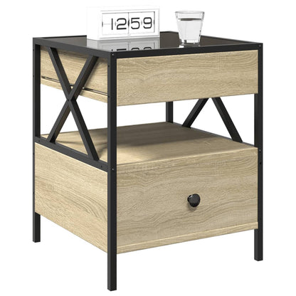 vidaXL Bedside Table with Infinity LED Sonoma Oak 40x40x51 cm - Brown - 61135