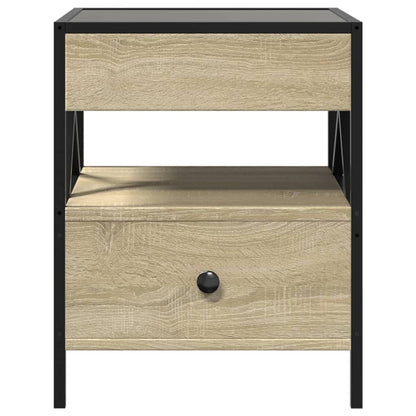 vidaXL Bedside Table with Infinity LED Sonoma Oak 40x40x51 cm - Brown - 61135