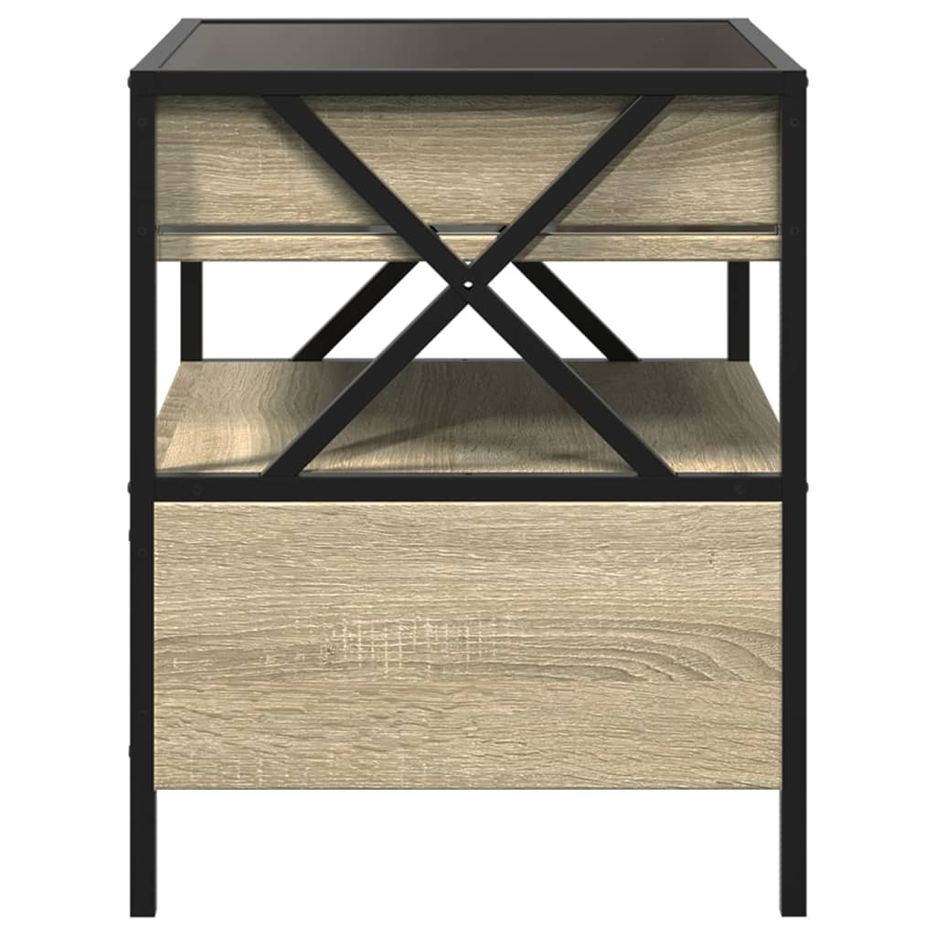 vidaXL Bedside Table with Infinity LED Sonoma Oak 40x40x51 cm - Brown - 61135