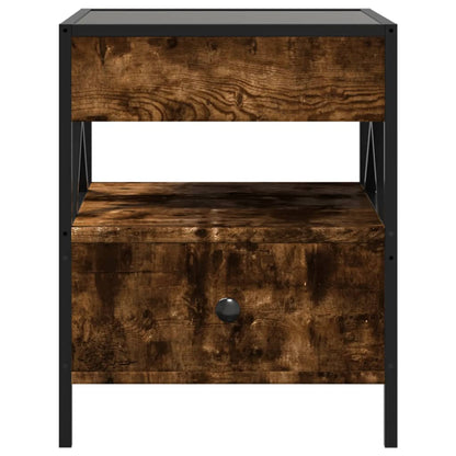 vidaXL Bedside Table with Infinity LED Smoked Oak 40x40x51 cm - Brown - 61146