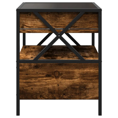 vidaXL Bedside Table with Infinity LED Smoked Oak 40x40x51 cm - Brown - 61146