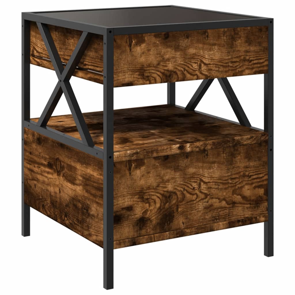 vidaXL Bedside Table with Infinity LED Smoked Oak 40x40x51 cm - Brown - 61146