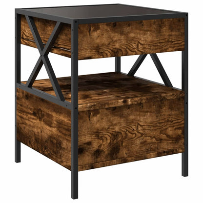 vidaXL Bedside Table with Infinity LED Smoked Oak 40x40x51 cm - Brown - 61146
