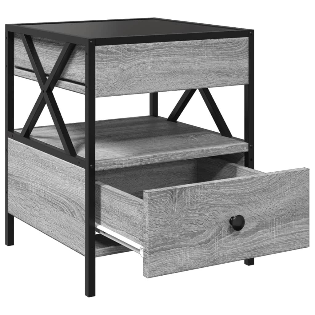 vidaXL Bedside Table with Infinity LED Grey Sonoma 40x40x51 cm