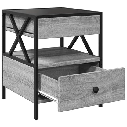 vidaXL Bedside Table with Infinity LED Grey Sonoma 40x40x51 cm