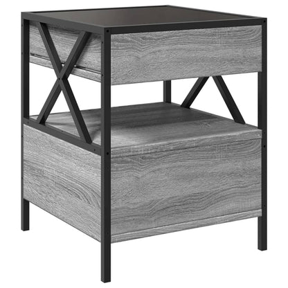 vidaXL Bedside Table with Infinity LED Grey Sonoma 40x40x51 cm