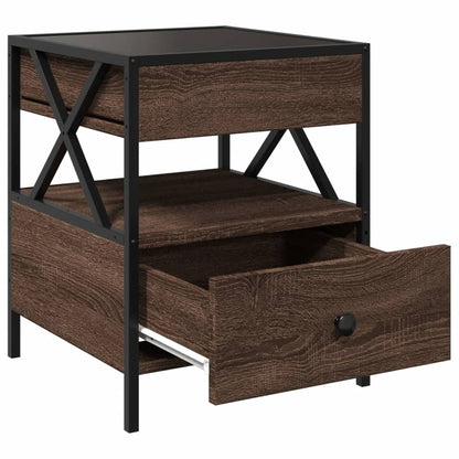 vidaXL Bedside Table with Infinity LED Brown Oak 40x40x51 cm - 61149