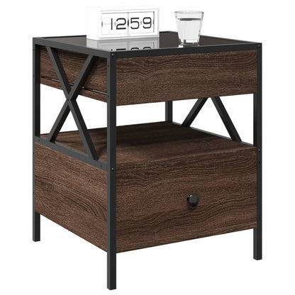vidaXL Bedside Table with Infinity LED Brown Oak 40x40x51 cm - 61149