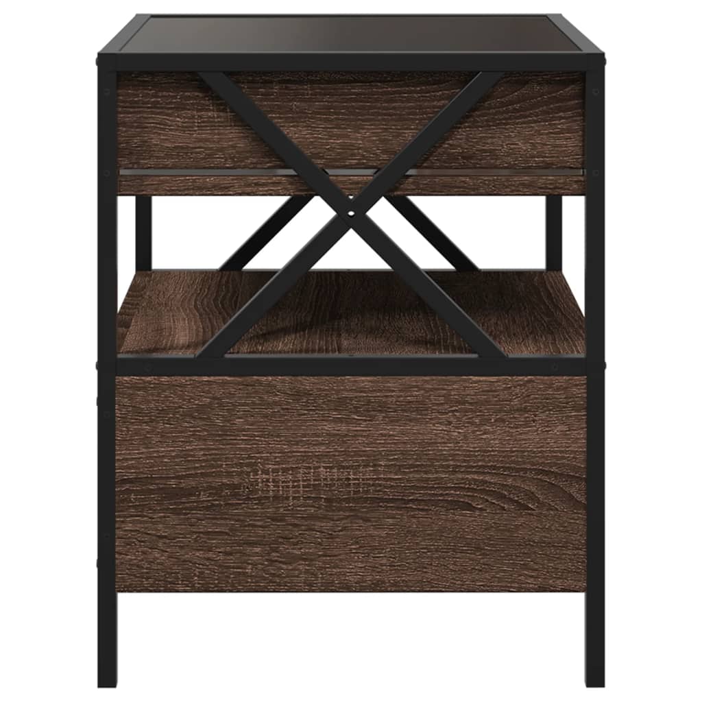 vidaXL Bedside Table with Infinity LED Brown Oak 40x40x51 cm - 61149