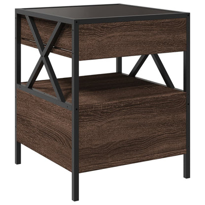 vidaXL Bedside Table with Infinity LED Brown Oak 40x40x51 cm - 61149