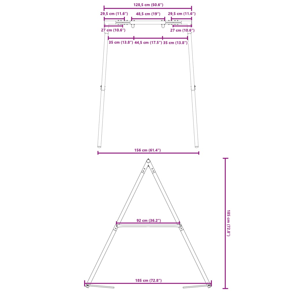 vidaXL Children Swing Frame for Outdoor W 156 x H 185 cm - 156 cm