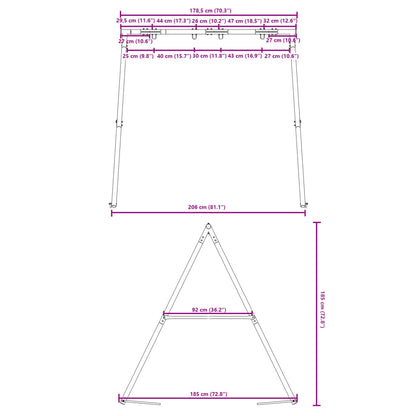 vidaXL Children Swing Frame for Outdoor W 206 x H 185 cm - 206 cm