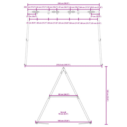 vidaXL Children Swing Frame for Outdoor W 273.5 x H 185 cm - 273.5 cm