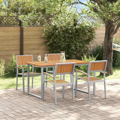 vidaXL Garden Dining Set 5 pcs Grey Solid Acacia Wood - 140 x 80 x 75 cm
