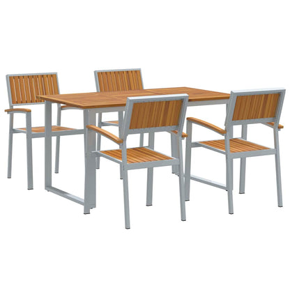 vidaXL Garden Dining Set 5 pcs Grey Solid Acacia Wood - 140 x 80 x 75 cm
